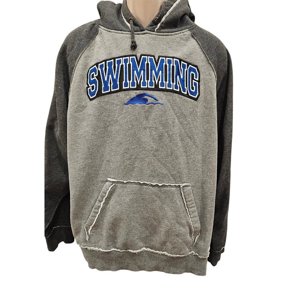 Swimming sport team spell out hoodie mens XL vintage warm winter +